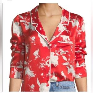 Alice + Olivia Red and White Floral Top